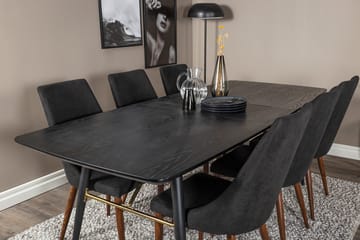 Rektangulär matgrupp Venture Home Svart Svart 6st - Møbler - Borde - Spisebordssæt