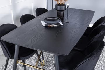 Rektangulär matgrupp Venture Home Svart Svart 6st - Møbler - Borde - Spisebordssæt