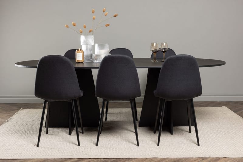 Rektangulär matgrupp Venture Home Svart Svart 6st