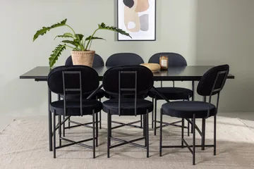 Rektangulär matgrupp Venture Home Svart Svart 6st - Møbler - Borde - Spisebordssæt