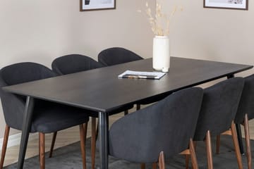 Rektangulär matgrupp Venture Home Svart Svart 6st - Møbler - Borde - Spisebordssæt