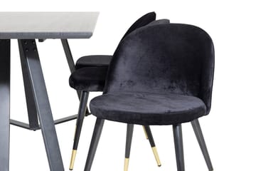 Rektangulär matgrupp Venture Home Svart Svart 6st - Møbler - Borde - Spisebordssæt