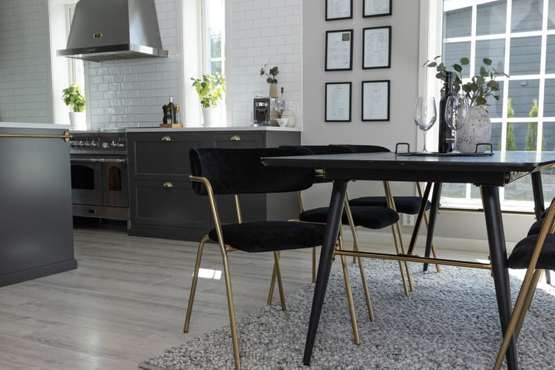 Rektangulär matgrupp Venture Home Svart Svart 6st - Møbler - Borde - Spisebordssæt