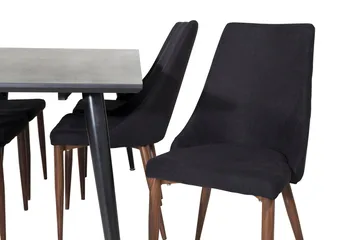 Rektangulär matgrupp Venture Home Svart Svart 6st - Møbler - Borde - Spisebordssæt