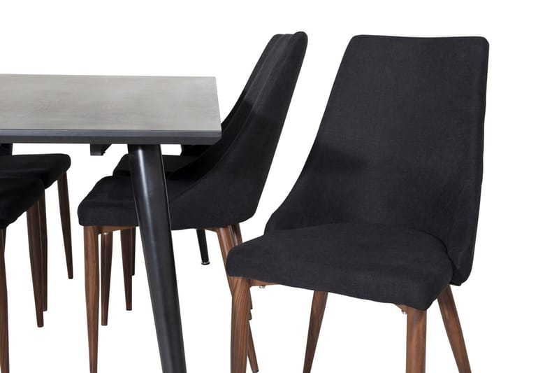 Rektangulär matgrupp Venture Home Svart Svart 6st - Møbler - Borde - Spisebordssæt