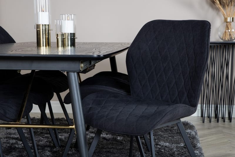 Rektangulär matgrupp Venture Home Svart Svart 6st - Møbler - Borde - Spisebordssæt