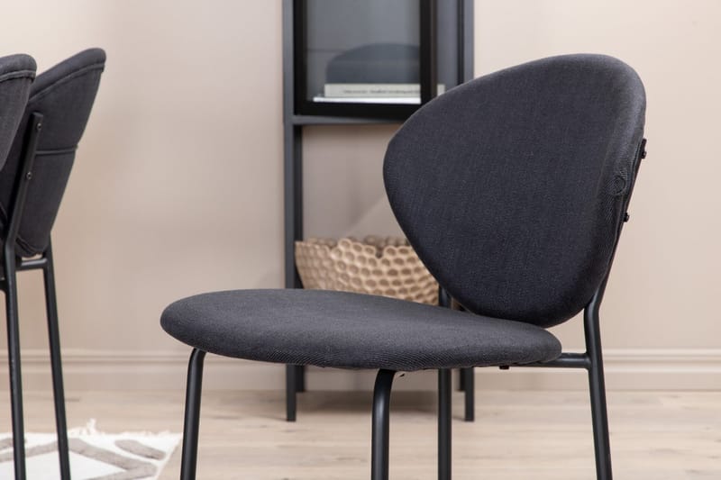 Rektangulär matgrupp Venture Home Svart Svart 6st - Møbler - Borde - Spisebordssæt