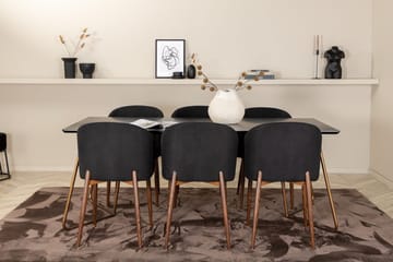 Rektangulär matgrupp Venture Home Svart Svart 6st - Møbler - Borde - Spisebordssæt