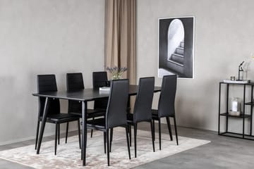 Rektangulär matgrupp Venture Home Svart Svart 6st - Møbler - Borde - Spisebordssæt