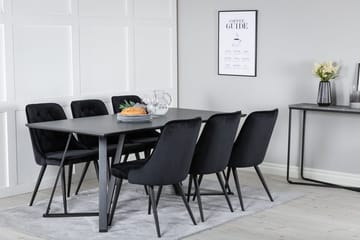 Rektangulär matgrupp Venture Home Svart Svart 6st - Møbler - Borde - Spisebordssæt