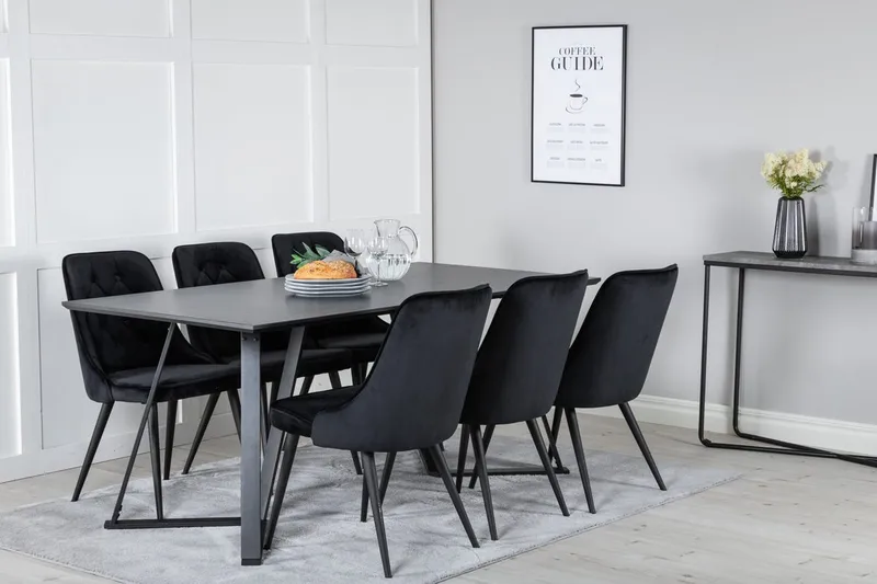 Rektangulär matgrupp Venture Home Svart Svart 6st