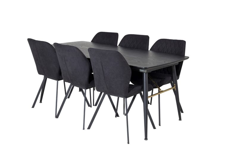 Rektangulär matgrupp Venture Home Svart Svart 6st - Møbler - Borde - Spisebordssæt
