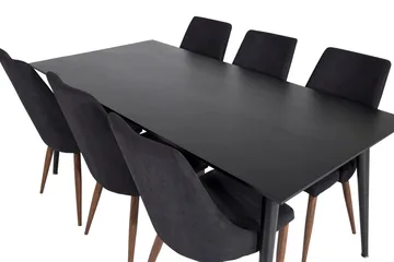 Rektangulär matgrupp Venture Home Svart Svart 6st - Møbler - Borde - Spisebordssæt