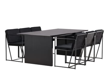 Rektangulär matgrupp Venture Home Svart Svart 6st - Møbler - Borde - Spisebordssæt