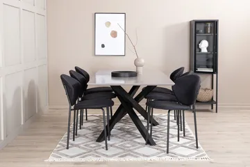 Rektangulär matgrupp Venture Home Svart Svart 6st - Møbler - Borde - Spisebordssæt