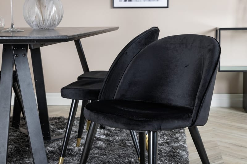 Rektangulär matgrupp Venture Home Svart Svart 6st - Møbler - Borde - Spisebordssæt