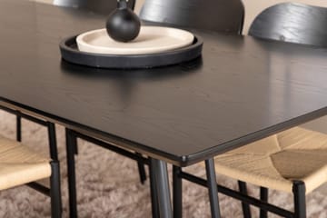 Rektangulär matgrupp Venture Home Svart Svart 6st - Møbler - Borde - Spisebordssæt
