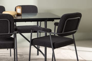 Rektangulär matgrupp Venture Home Svart Svart 6st - Møbler - Borde - Spisebordssæt