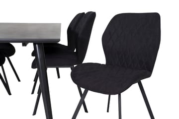 Rektangulär matgrupp Venture Home Svart Svart 6st - Møbler - Borde - Spisebordssæt