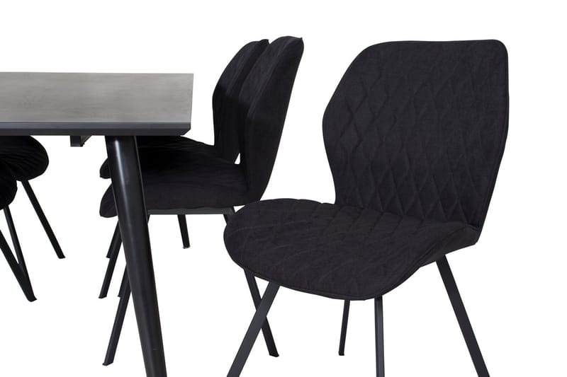 Rektangulär matgrupp Venture Home Svart Svart 6st - Møbler - Borde - Spisebordssæt
