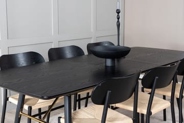 Rektangulär matgrupp Venture Home Svart Svart 6st - Møbler - Borde - Spisebordssæt