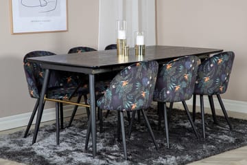 Rektangulär matgrupp Venture Home Svart Svart 6st - Møbler - Borde - Spisebordssæt