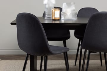 Rektangulär matgrupp Venture Home Svart Svart 6st - Møbler - Borde - Spisebordssæt