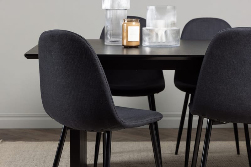 Rektangulär matgrupp Venture Home Svart Svart 6st - Møbler - Borde - Spisebordssæt