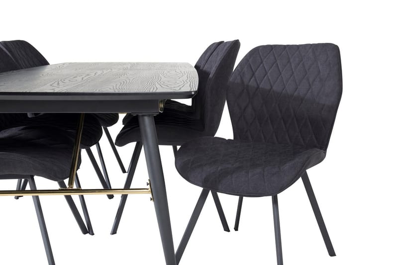 Rektangulär matgrupp Venture Home Svart Svart 6st - Møbler - Borde - Spisebordssæt