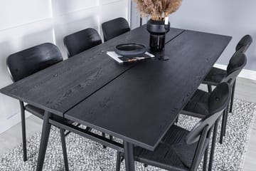 Rektangulär matgrupp Venture Home Svart Svart 6st - Møbler - Borde - Spisebordssæt