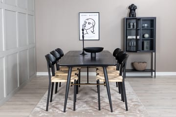Rektangulär matgrupp Venture Home Svart Svart 6st - Møbler - Borde - Spisebordssæt