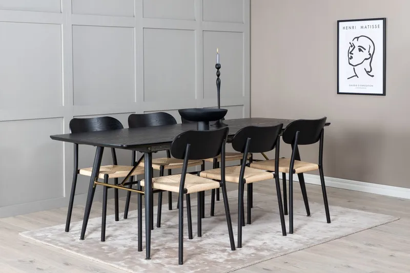 Rektangulär matgrupp Venture Home Svart Svart 6st
