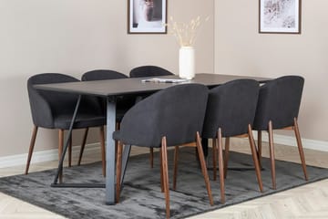 Rektangulär matgrupp Venture Home Svart Svart 6st - Møbler - Borde - Spisebordssæt