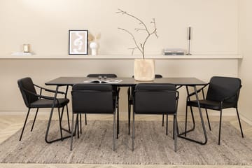 Rektangulär matgrupp Venture Home Svart Svart 6st - Møbler - Borde - Spisebordssæt
