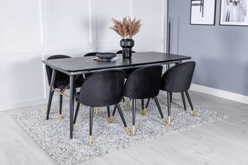 Rektangulär matgrupp Venture Home Svart Svart 6st - Møbler - Borde - Spisebordssæt