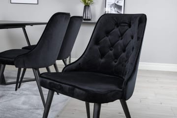 Rektangulär matgrupp Venture Home Svart Svart 6st - Møbler - Borde - Spisebordssæt