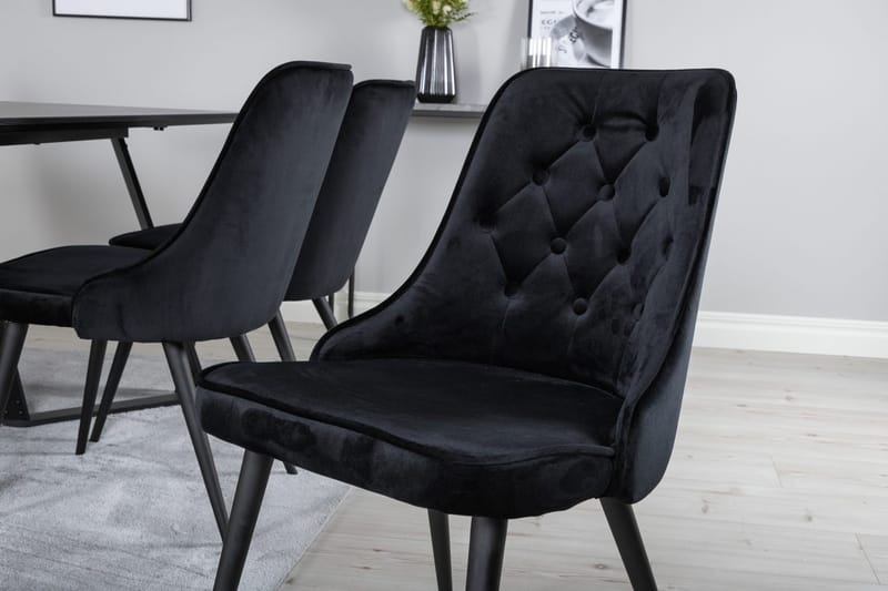 Rektangulär matgrupp Venture Home Svart Svart 6st - Møbler - Borde - Spisebordssæt