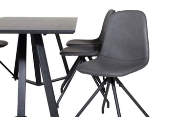 Rektangulär matgrupp Venture Home Svart Svart 6st - Møbler - Borde - Spisebordssæt