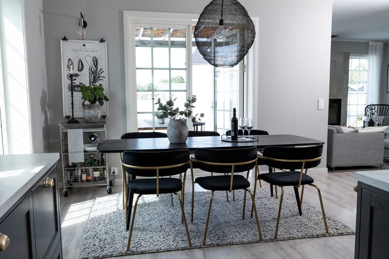 Rektangulär matgrupp Venture Home Svart Svart 6st - Møbler - Borde - Spisebordssæt