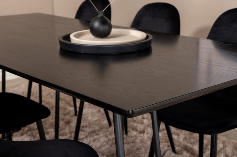 Rektangulär matgrupp Venture Home Svart Svart 6st - Møbler - Borde - Spisebordssæt