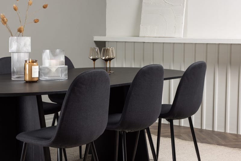Rektangulär matgrupp Venture Home Svart Svart 6st - Møbler - Borde - Spisebordssæt