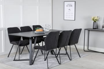 Rektangulär matgrupp Venture Home Svart Svart 6st - Møbler - Borde - Spisebordssæt