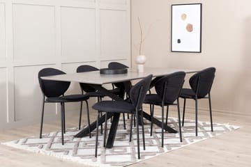 Rektangulär matgrupp Venture Home Svart Svart 6st - Møbler - Borde - Spisebordssæt