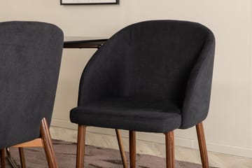 Rektangulär matgrupp Venture Home Svart Svart 6st - Møbler - Borde - Spisebordssæt
