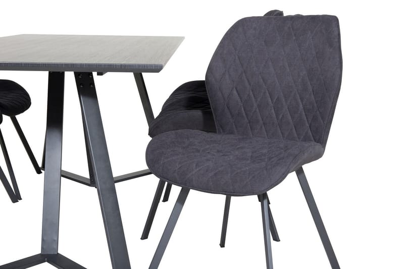 Rektangulär matgrupp Venture Home Svart Svart 6st - Møbler - Borde - Spisebordssæt