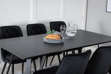 Rektangulär matgrupp Venture Home Svart Svart 6st - Møbler - Borde - Spisebordssæt