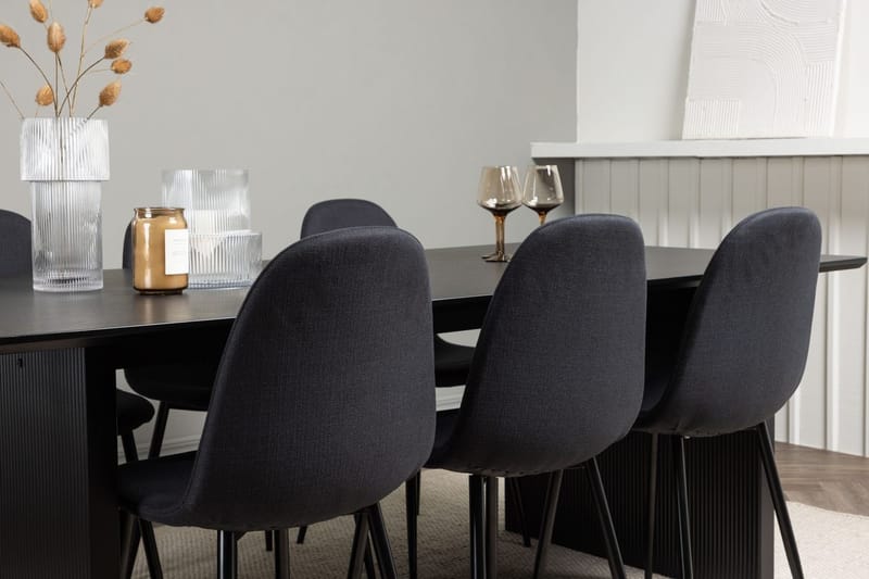 Rektangulär matgrupp Venture Home Svart Svart 6st - Møbler - Borde - Spisebordssæt