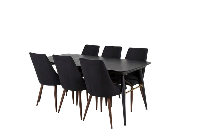 Rektangulär matgrupp Venture Home Svart Svart 6st - Møbler - Borde - Spisebordssæt