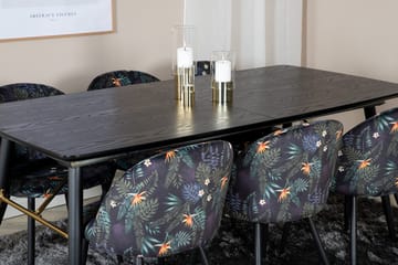 Rektangulär matgrupp Venture Home Svart Svart 6st - Møbler - Borde - Spisebordssæt