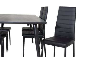 Rektangulär matgrupp Venture Home Svart Svart 6st - Møbler - Borde - Spisebordssæt
